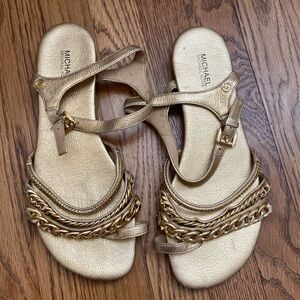 Michael Kors Gold Chain Sandals Size 8.5